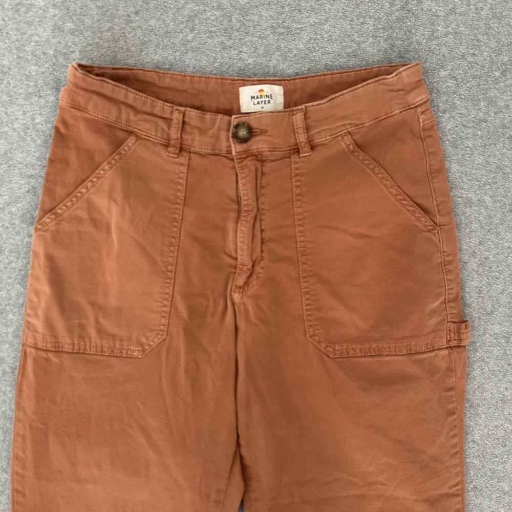 Marine Layer Pants Womens 10 Rust Carpenter Tapered Cropped Utility Twill - Picture 2 of 9